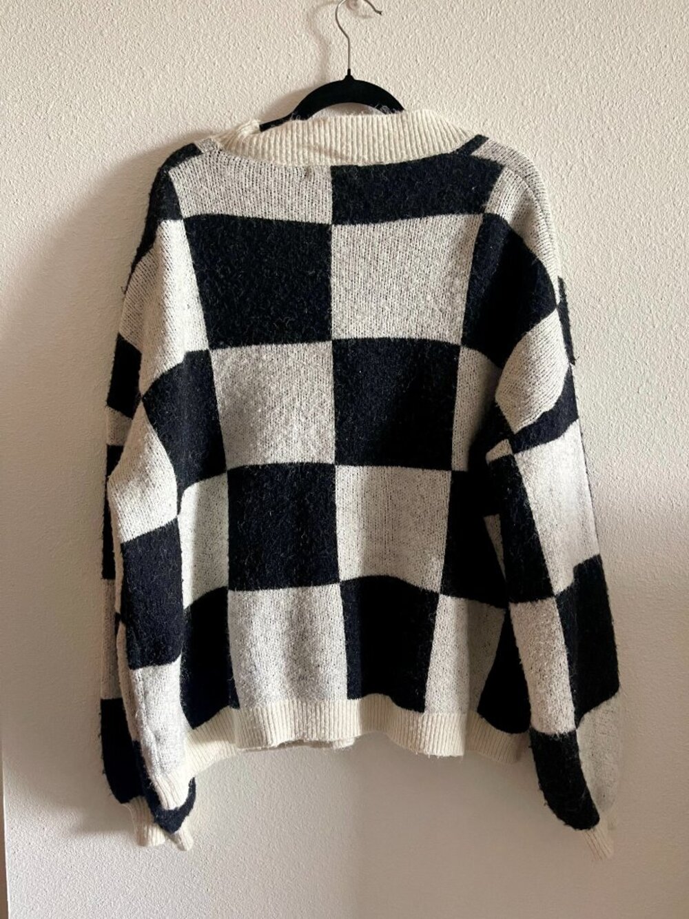 Talulah Black and White Checkered Cardigan Sweater Women’s Medium M Knit - Picture 2 of 2